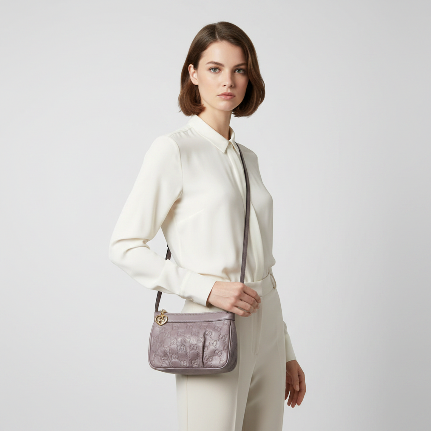 Gucci Guccissima 256899 Women's Leather Shoulder Bag Light Purple