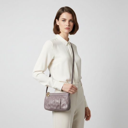 Gucci Guccissima 256899 Women's Leather Shoulder Bag Light Purple