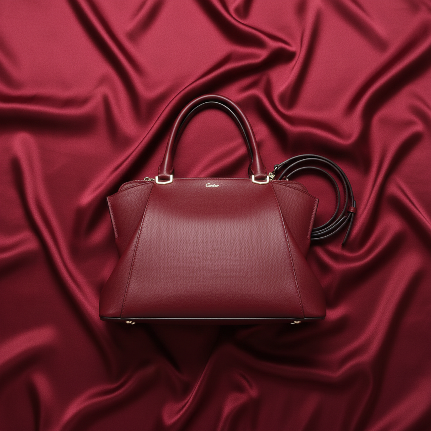 Cartier C De Cartier L1001829 Women's Leather Handbag,Shoulder Bag Bordeaux