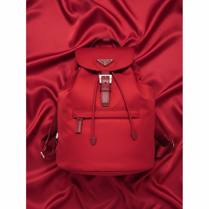 Prada TESSUTO Men,Women Nylon,Leather Backpack Red Color