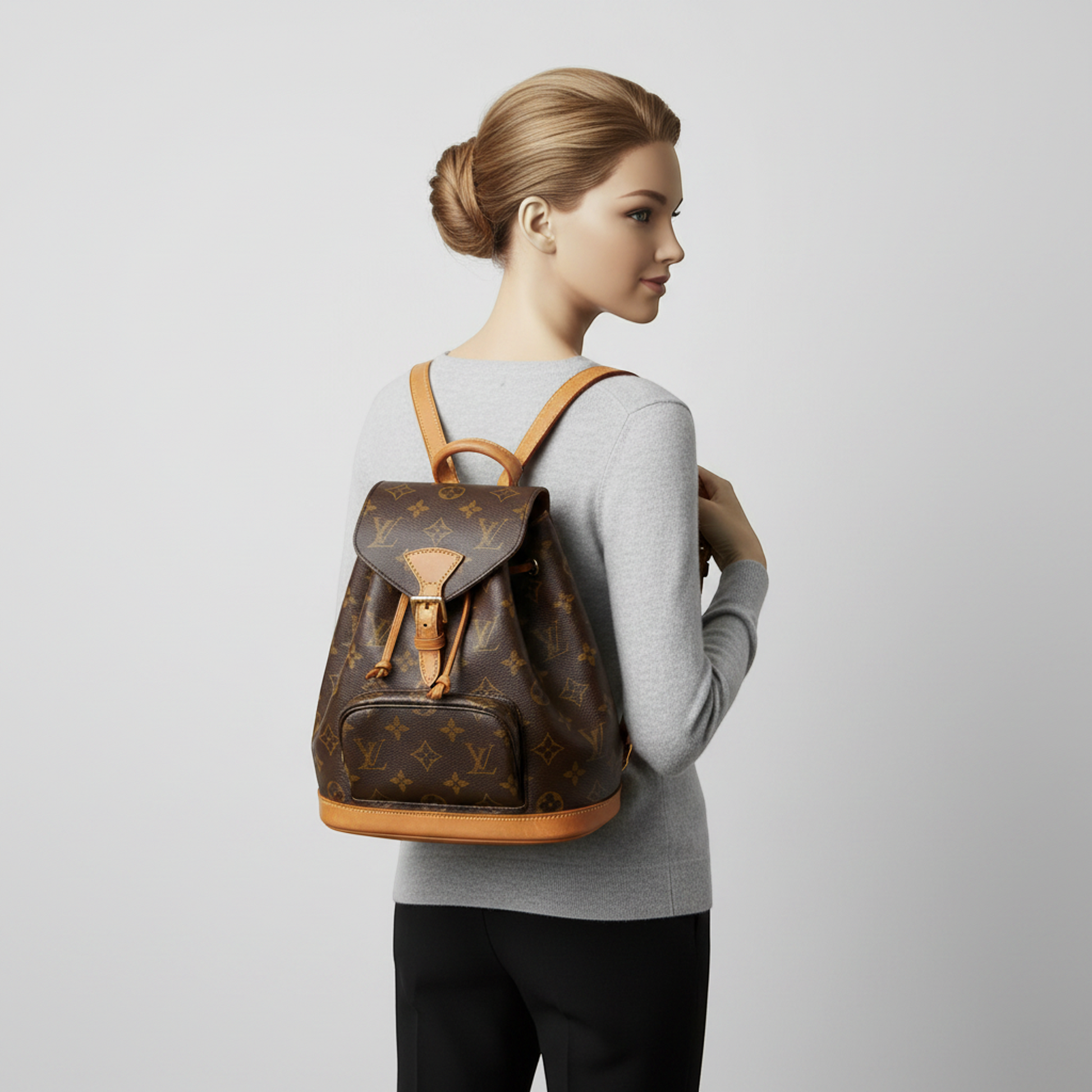Louis Vuitton Monogram Mini Monsuri M51137 Women's Backpack Brown