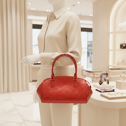 Louis Vuitton Vernis Sherwood PM M91494 Women's Shoulder Bag Pomme D'amour