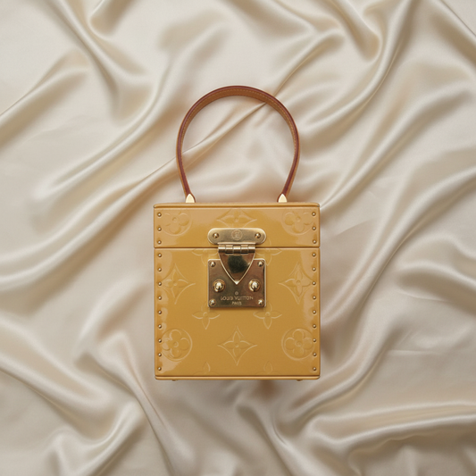 Louis Vuitton Vernis Bleecker M91002 Women's Handbag,Wash Bag Yellow