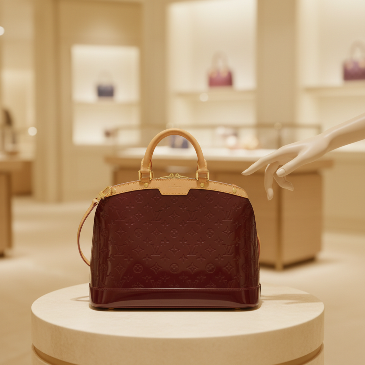 Louis Vuitton Monogram Vernis Blair MM M91619 Women's Handbag,Shoulder Bag Amarante