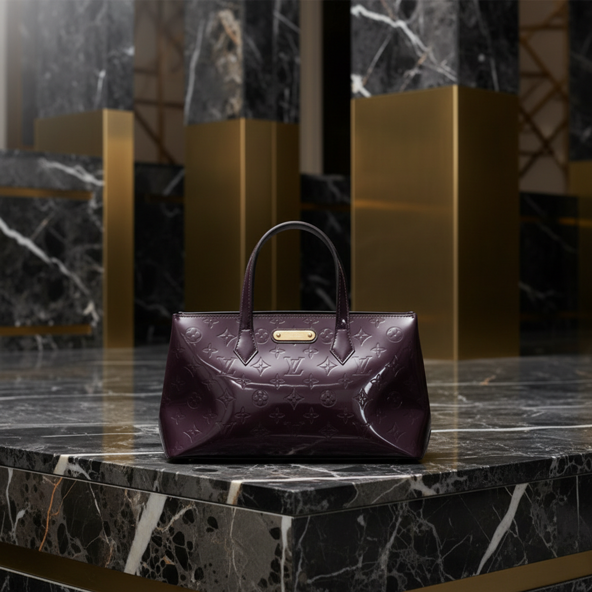 Louis Vuitton Monogram Vernis Wilshire PM M93641 Women's Handbag Amarante