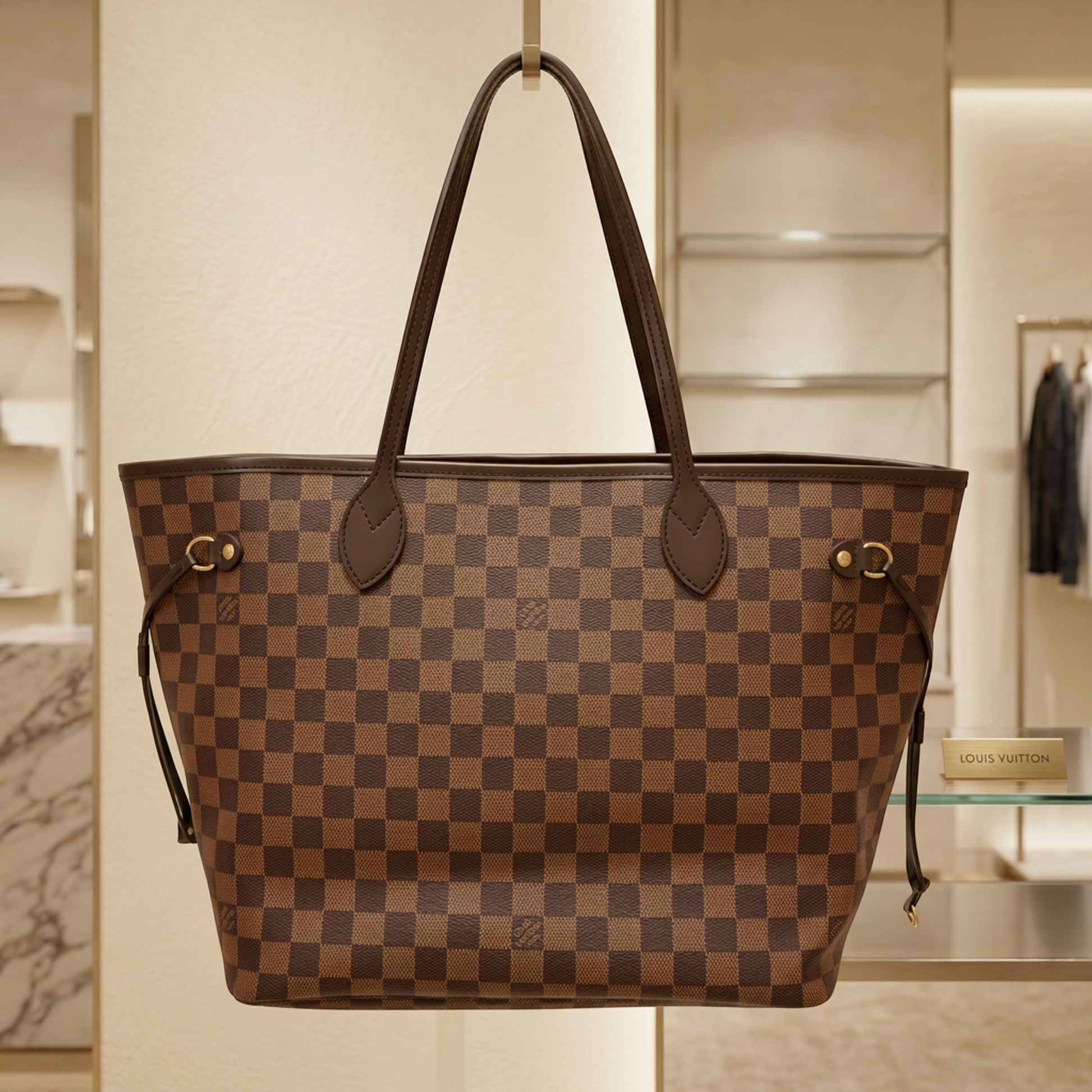 Louis Vuitton Damier Neverfull MM N51105 Women's Tote Bag Brown