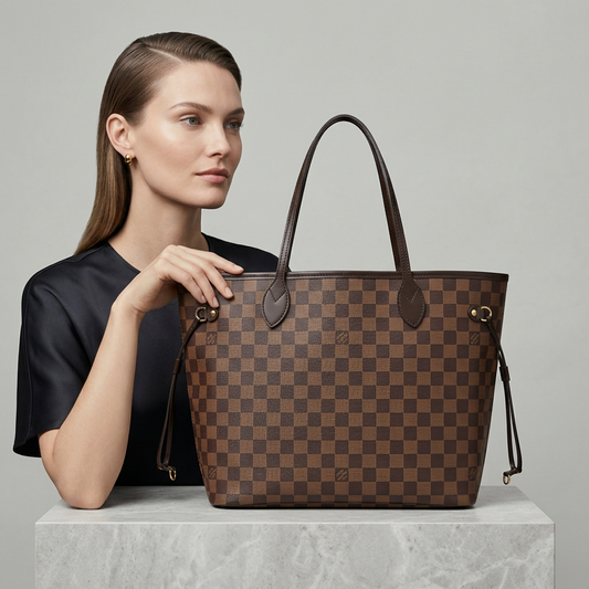 Louis Vuitton Damier Neverfull MM N51105 Women's Tote Bag Brown