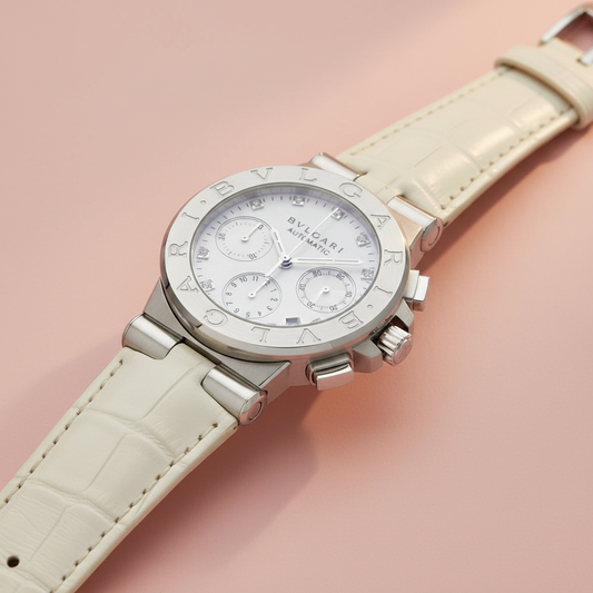 BVLGARI Diagono Chronograph Diamond MOP Steel Ladies Watch DG35SCH Polished