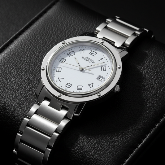 HERMES Clipper Stainless Steel Quartz Mens Watch CL6.710 Polished