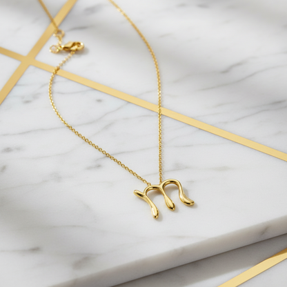 Tiffany Letter "m"  Necklace Yellow Gold (18K) No Stone Men,Women Fashion Necklace (Gold)