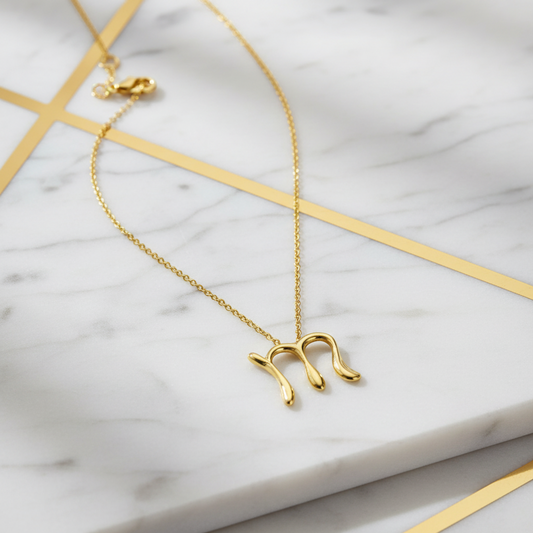 Tiffany Letter "m"  Necklace Yellow Gold (18K) No Stone Men,Women Fashion Necklace (Gold)