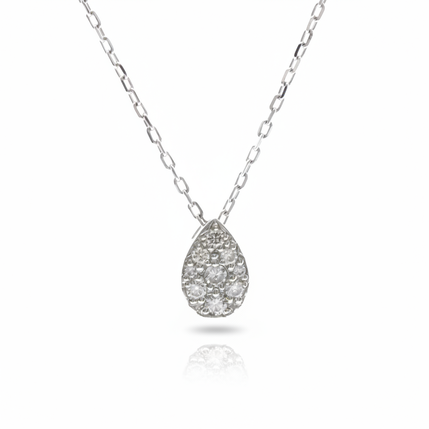 Vendome Aoyama Pear-shaped Pave Diamond Necklace Platinum Diamond Women,Men Fashion Necklace Carat/0.01 (Silver)
