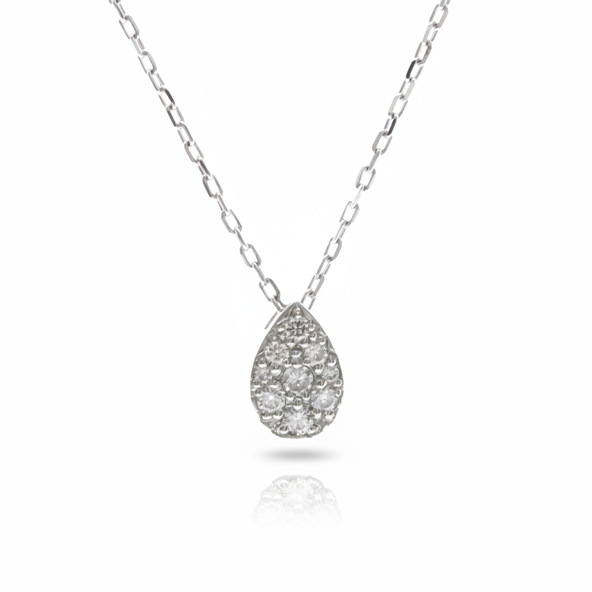 Vendome Aoyama Pear-shaped Pave Diamond Necklace Platinum Diamond Women,Men Fashion Necklace Carat/0.01 (Silver)