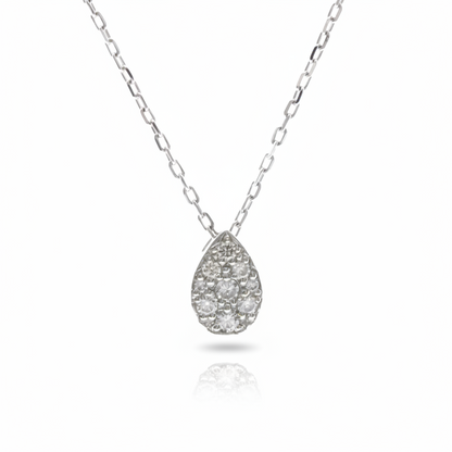 Vendome Aoyama Pear-shaped Pave Diamond Necklace Platinum Diamond Women,Men Fashion Necklace Carat/0.01 (Silver)