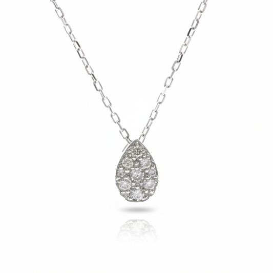 Vendome Aoyama Pear-shaped Pave Diamond Necklace Platinum Diamond Women,Men Fashion Necklace Carat/0.01 (Silver)