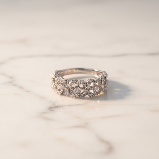 Vendome Aoyama Diamond Ring Platinum Fashion Diamond Band Ring Carat/0.15 Silver
