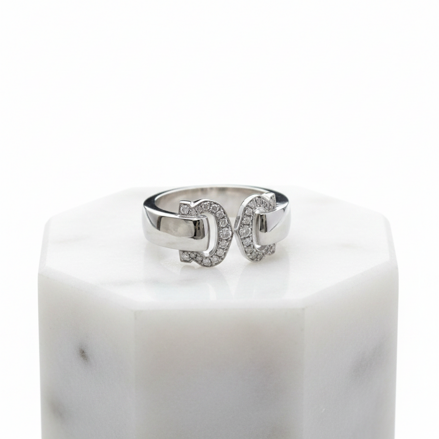 Cartier 2C Boucle Diamond Ring White Gold (18K) Fashion Diamond Band Ring Silver