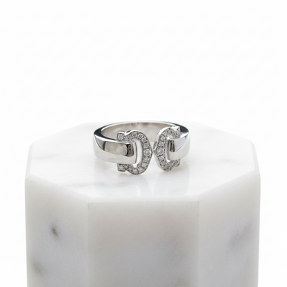 Cartier 2C Boucle Diamond Ring White Gold (18K) Fashion Diamond Band Ring Silver