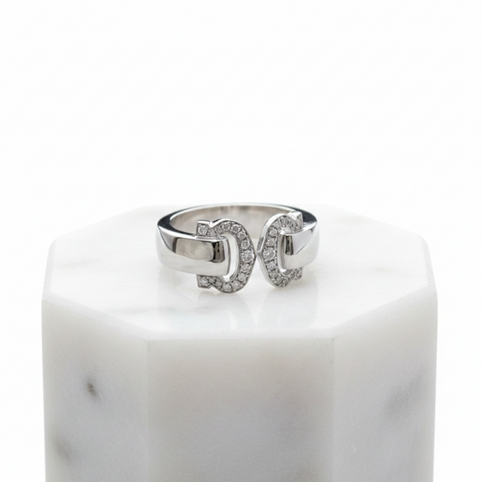 Cartier 2C Boucle Diamond Ring White Gold (18K) Fashion Diamond Band Ring Silver