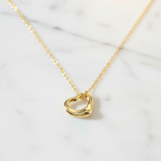 Tiffany Open Heart Necklace Yellow Gold (18K) No Stone Men,Women Fashion Necklace (Gold)