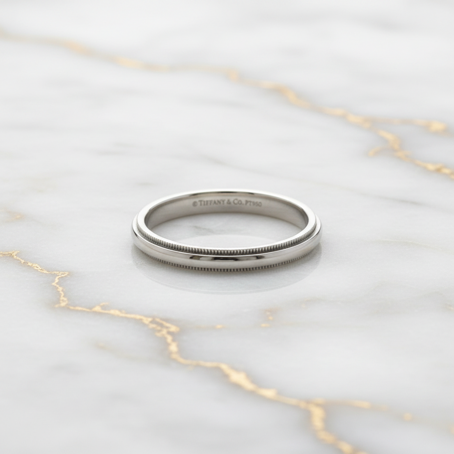 Tiffany Milgrain Ring Platinum Fashion No Stone Band Ring Silver