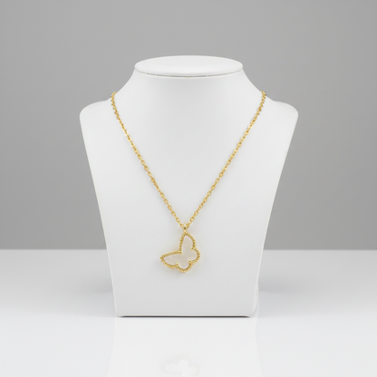 Van Cleef & Arpels Sweet Alhambra Papillon Necklace Yellow Gold (18K) Mother Of Pearl Women,Men Fashion Necklace (Gold)