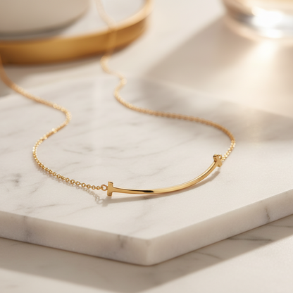 Tiffany Tiffany T Smile Small Size Necklace Pink Gold (18K) No Stone Men,Women Fashion Necklace (Pink Gold)