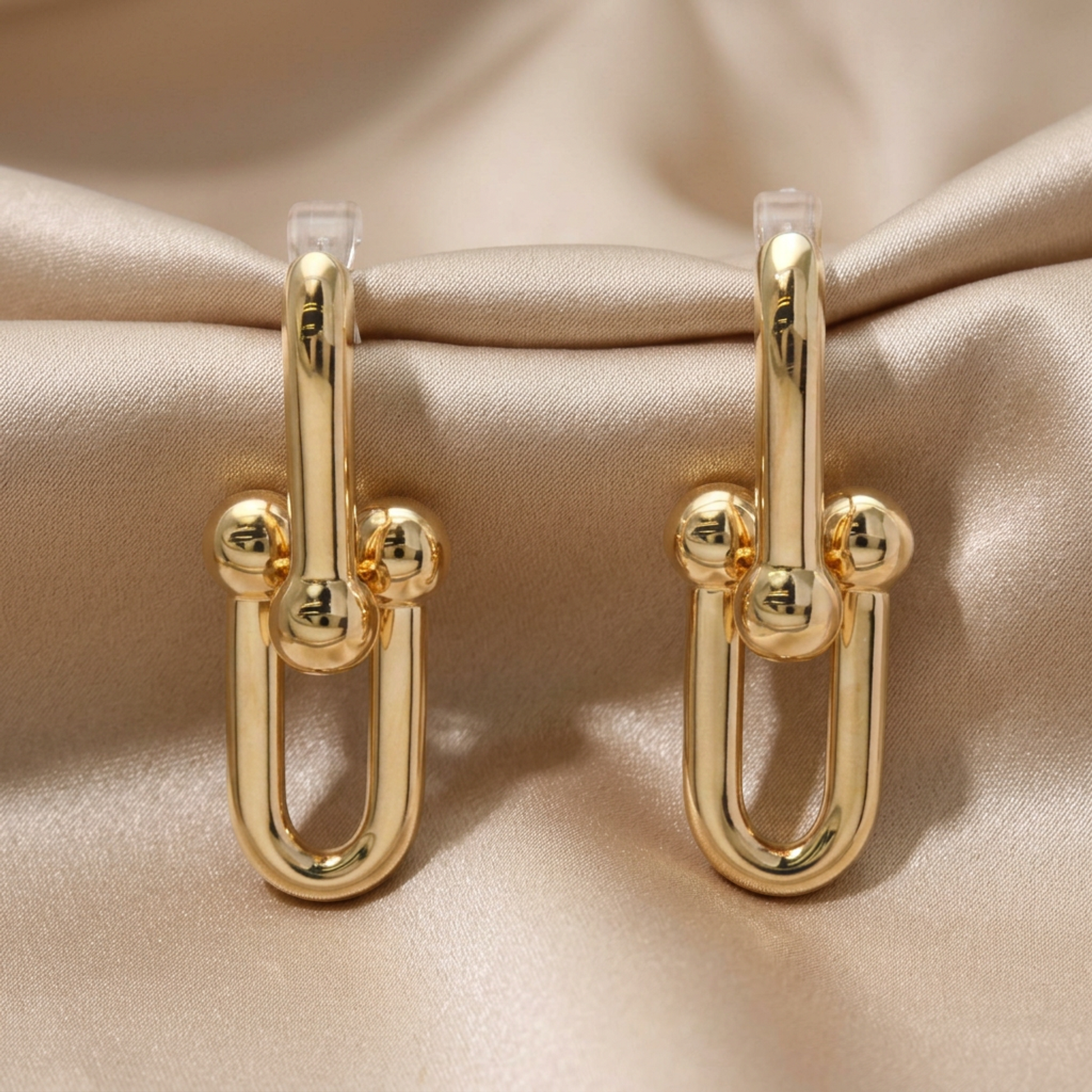 Tiffany Hardware Earrings, Medium Size No Stone Pink Gold (18K) Hoop Earrings Pink Gold