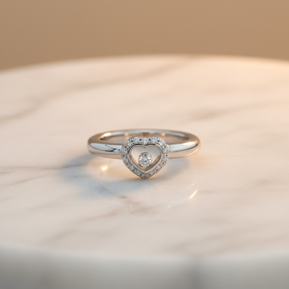 Chopard Happy Diamonds Heart Ring 82/2890 White Gold (18K) Fashion Diamond Band Ring Silver