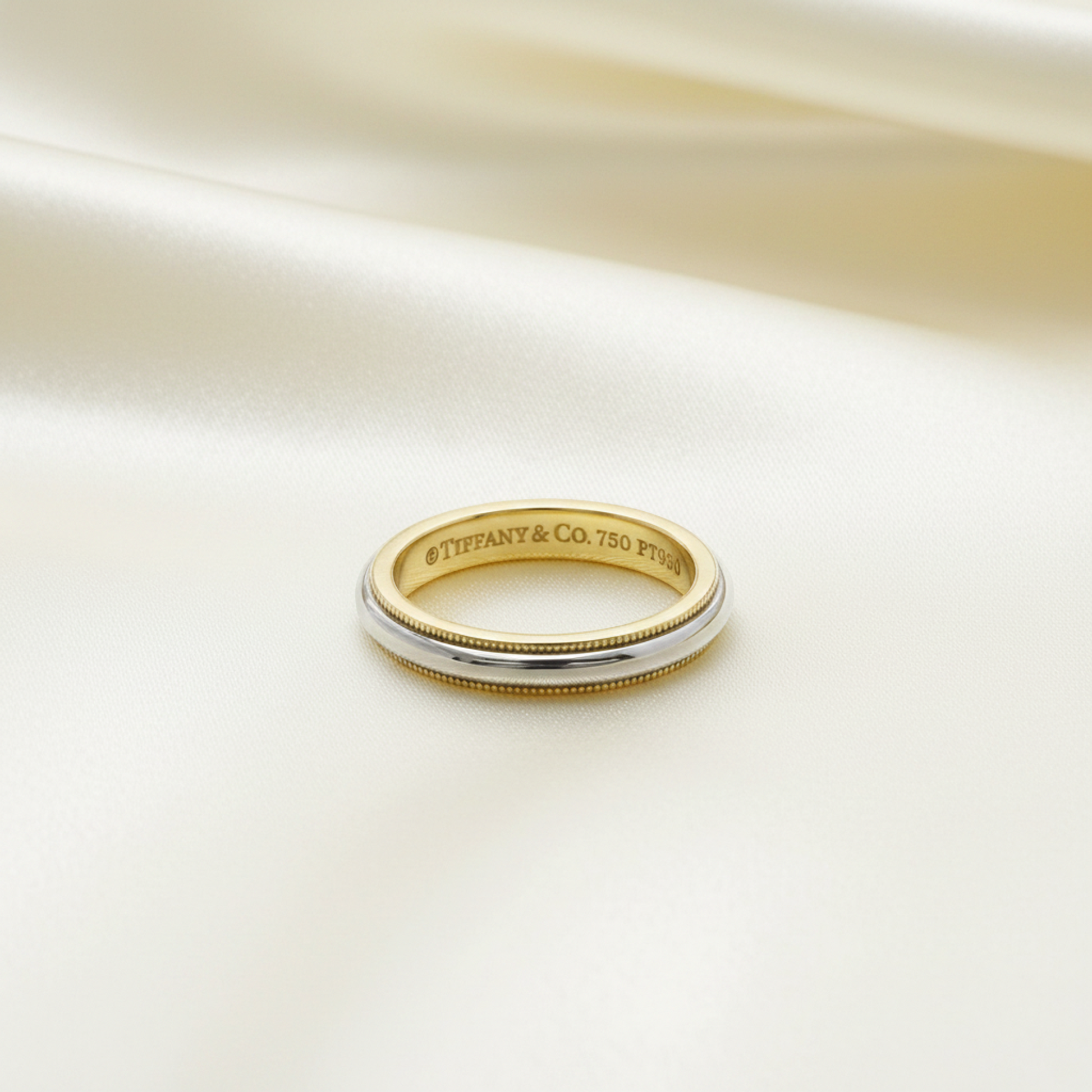 Tiffany Milgrain Ring Yellow Gold (18K),Platinum Fashion No Stone Band Ring Gold,Silver