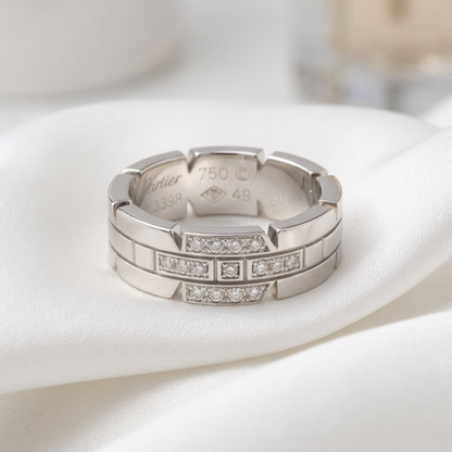 Cartier Tank Française Ring With Diamonds White Gold (18K) Fashion Diamond Band Ring Silver