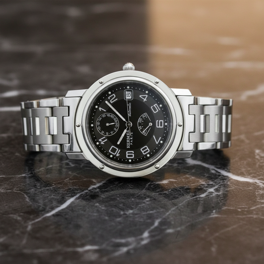 HERMES Clipper GMT Power Reserve Steel Automatic Watch CL2.810 Polished