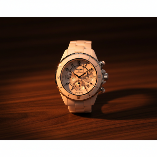 CHANEL J12 Chronograph Ceramic Automatic Mens Watch H1007 Polished