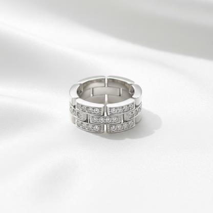 Cartier Maillon Panthère Ring With Diamonds White Gold (18K) Fashion Diamond Band Ring Silver