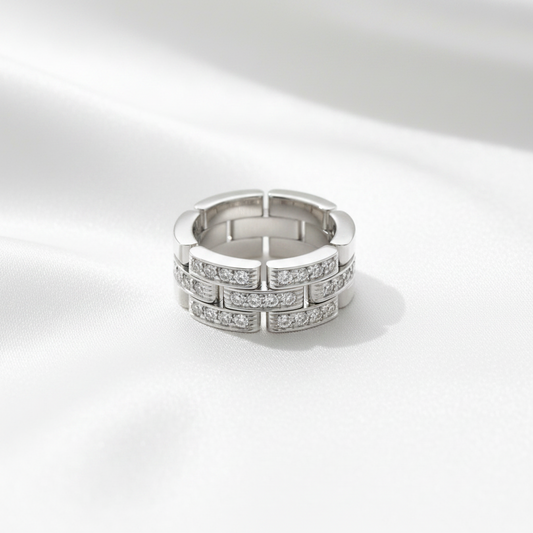 Cartier Maillon Panthère Ring With Diamonds White Gold (18K) Fashion Diamond Band Ring Silver