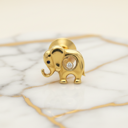 Chopard Happy Diamonds Elephant Brooch 90/2189 Yellow Gold (18K) Diamond,Sapphire Brooch Gold