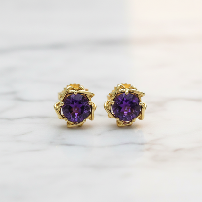 Tiffany Amethyst Earrings Amethyst Yellow Gold (18K) Stud Earrings Gold