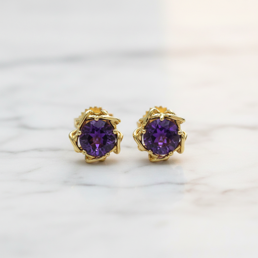 Tiffany Amethyst Earrings Amethyst Yellow Gold (18K) Stud Earrings Gold