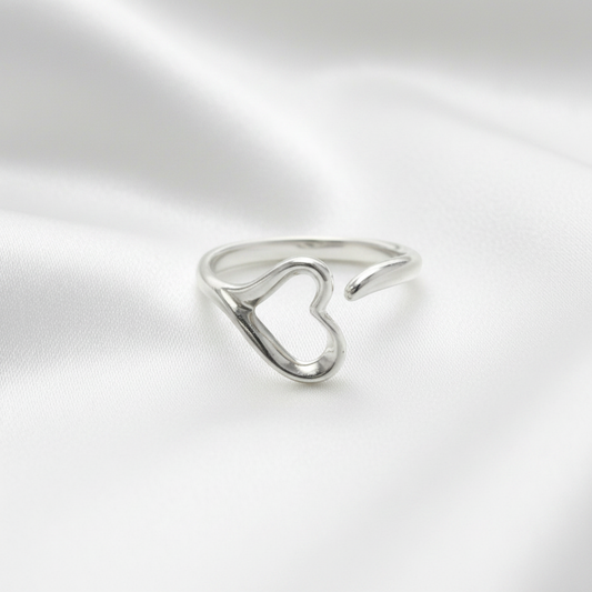 Tiffany Open Heart Ring Silver 925 Fashion No Stone Band Ring Silver