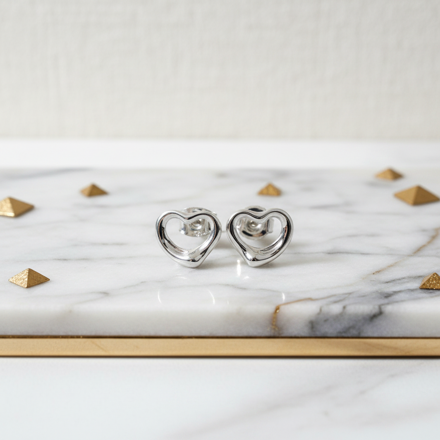 Tiffany Open Heart Earrings No Stone Platinum Stud Earrings Silver