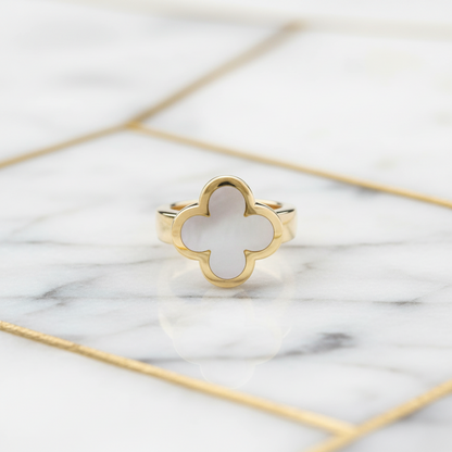 Van Cleef & Arpels Pure Alhambra Ring Yellow Gold (18K) Fashion Mother Of Pearl Band Ring Gold