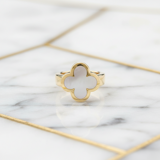 Van Cleef & Arpels Pure Alhambra Ring Yellow Gold (18K) Fashion Mother Of Pearl Band Ring Gold