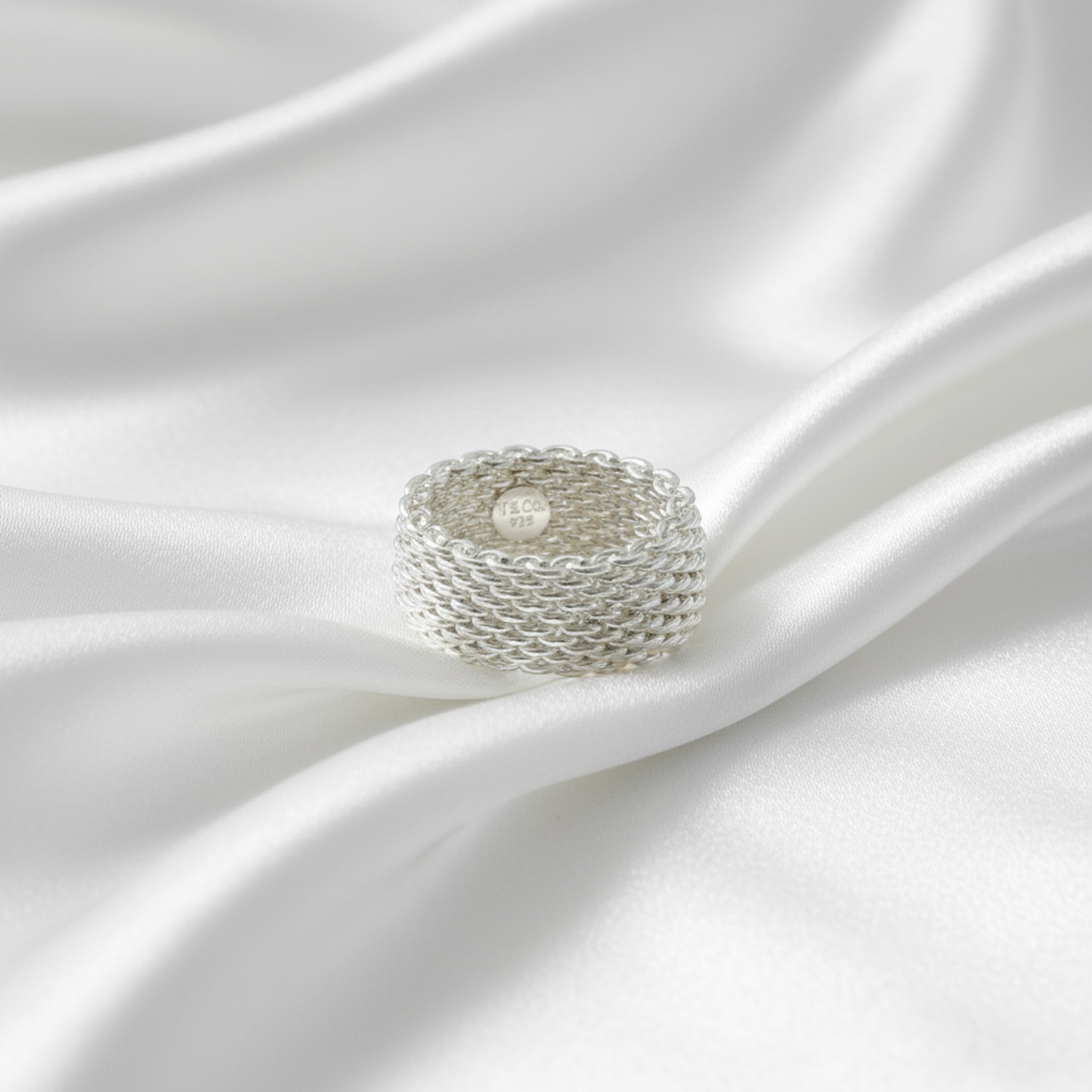 Tiffany Somerset Mesh Ring Silver 925 Fashion No Stone Band Ring Silver