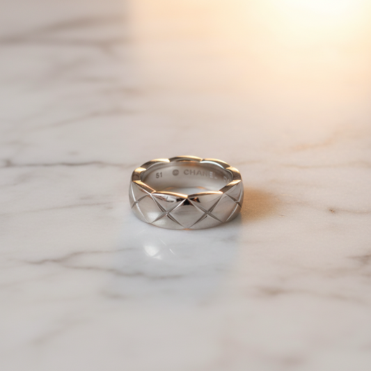 Chanel Coco Crush Ring Medium Model White Gold (18K) Fashion No Stone Band Ring Silver