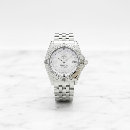 BREITLING Wing Lady MOP Dial Steel Quartz Ladies Watch A67350 Polished