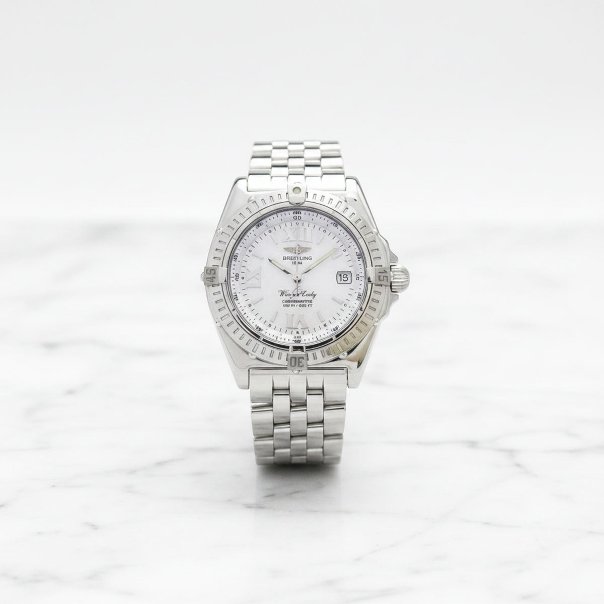 BREITLING Wing Lady MOP Dial Steel Quartz Ladies Watch A67350 Polished
