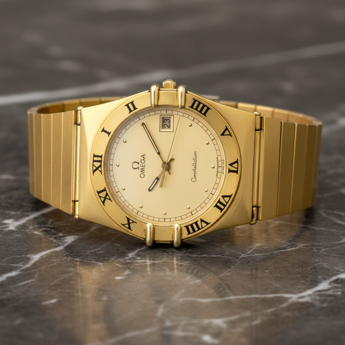 OMEGA Constellation Gold Plated Quartz Mens Watch 396.1076