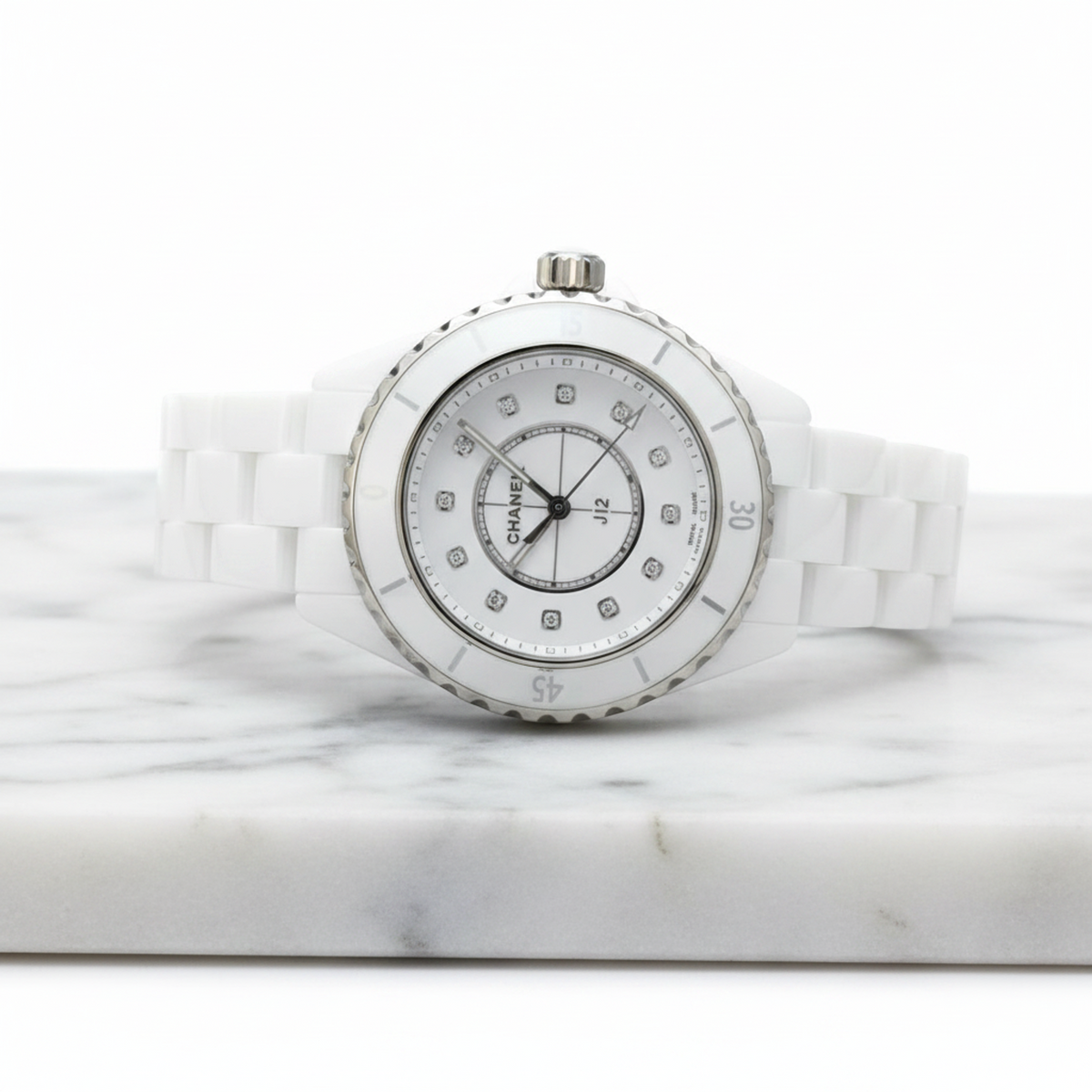 CHANEL J12 Diamond Ceramic Quartz Ladies Watch H5703 Polished