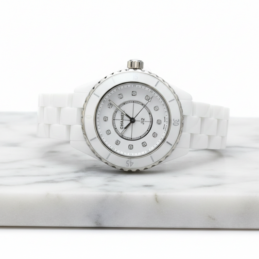 CHANEL J12 Diamond Ceramic Quartz Ladies Watch H5703 Polished