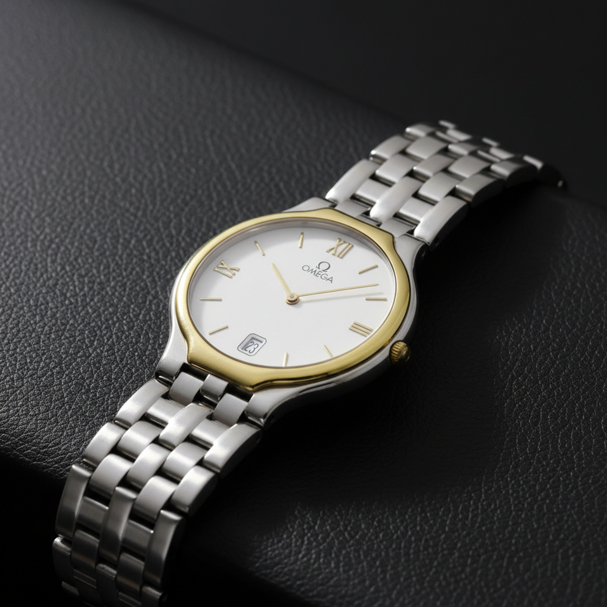 OMEGA De Ville Symbol K18 Gold Steel Quartz Mens Watch 196.0316 Polished